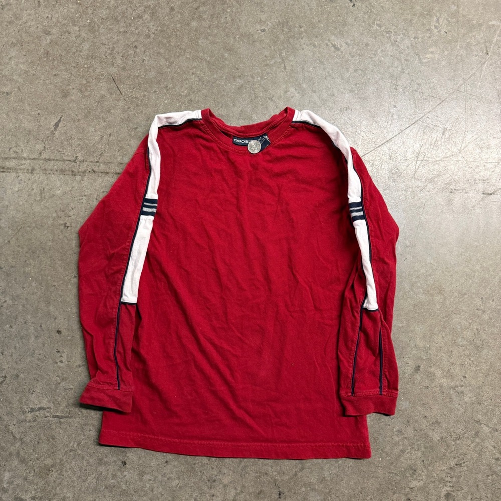 Cherokee Boys Red Y2K Long Sleeve Shirt Racing Stripe Size Large 10/12‎